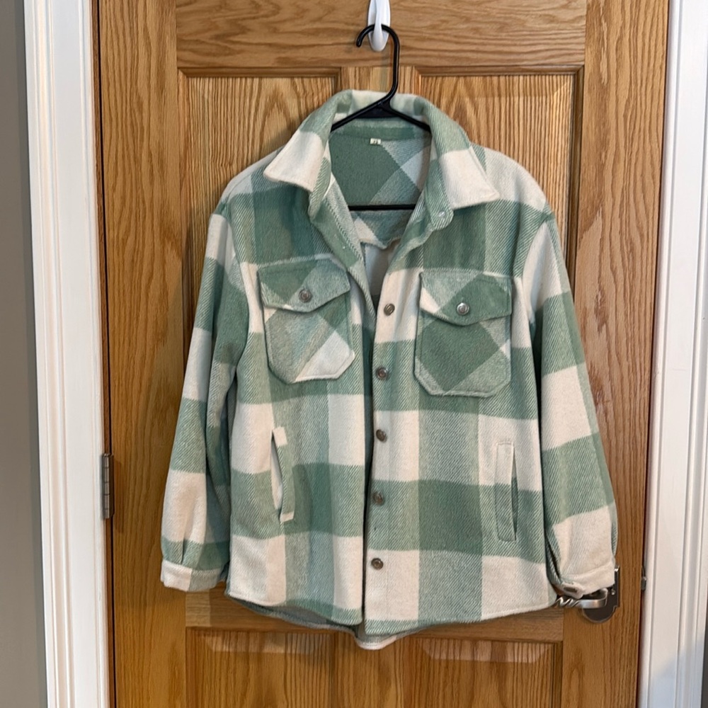 Mint Green Plaid Shacket